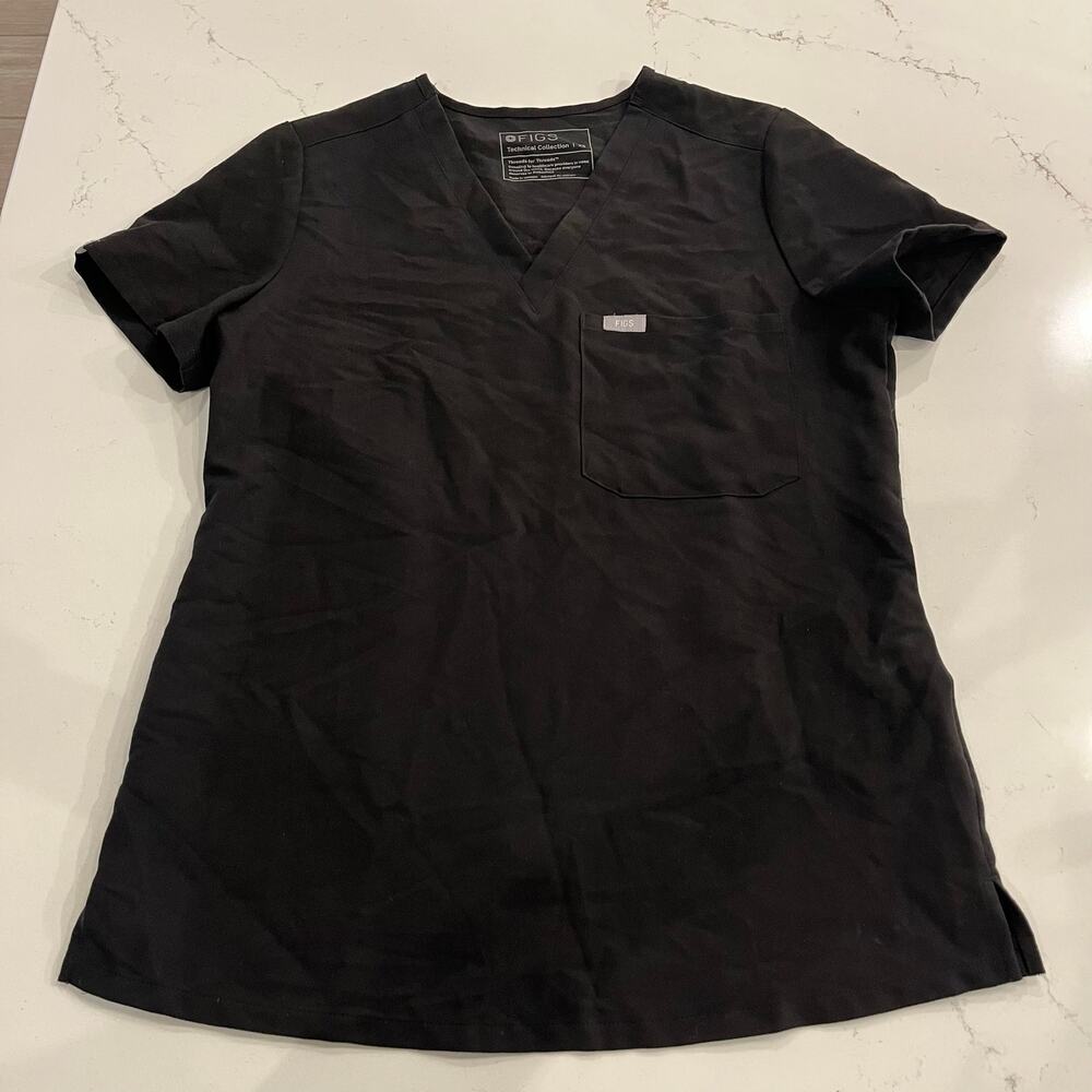 FIGS Black Catarina Scrub Top size XS